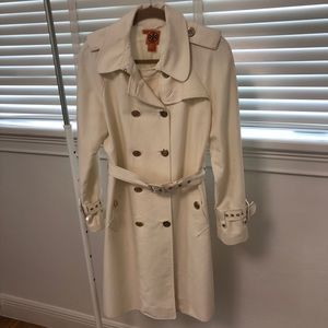 Tory Burch Size 10 Cream Trench Coat